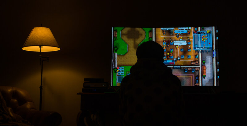 Person Playing Video Game — Black, Dark, Night