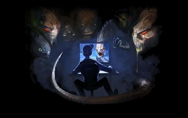 Person Playing Video Game — Black, Dark