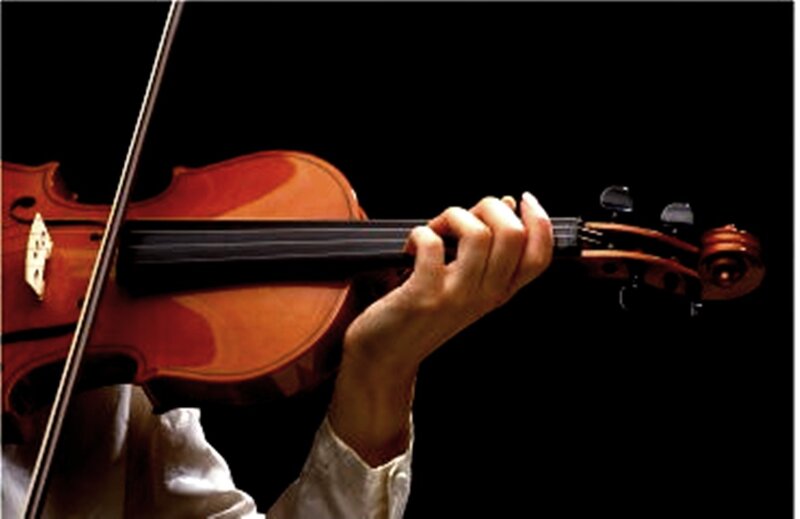 Person Playing Violin — Black, Dramatic, Photograph