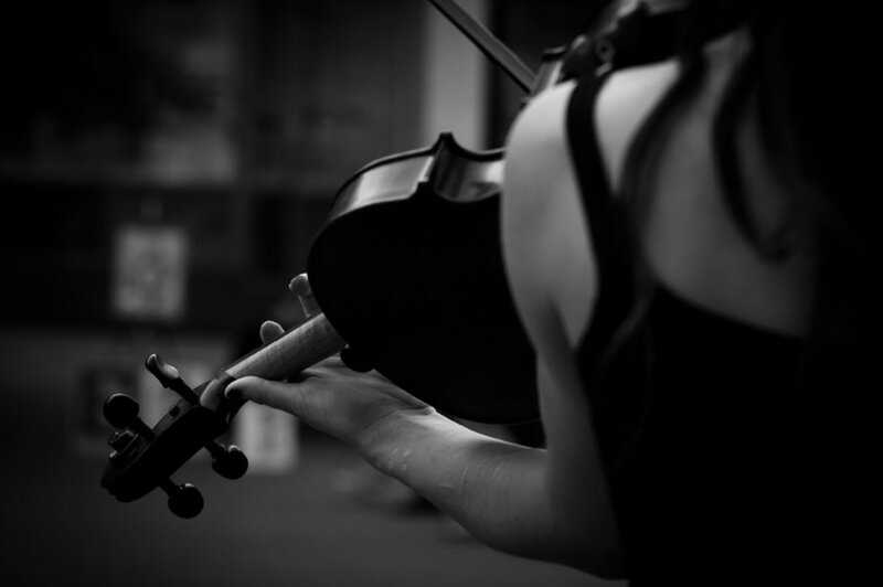 Person Playing Violin — Black, Dramatic
