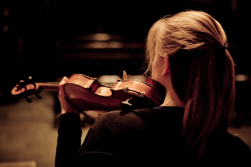 Person Playing Violin — Brown, Dramatic