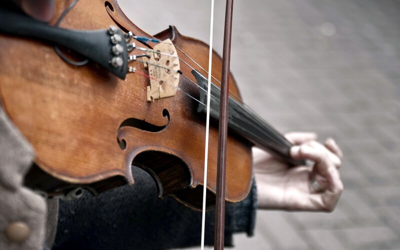 Person Playing Violin — Brown, Focused