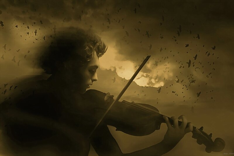Person Playing Violin — Brown