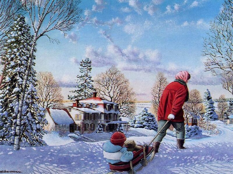 Person Pulling Sled — Red