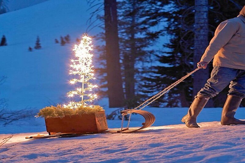 Person Pulling Sled — White