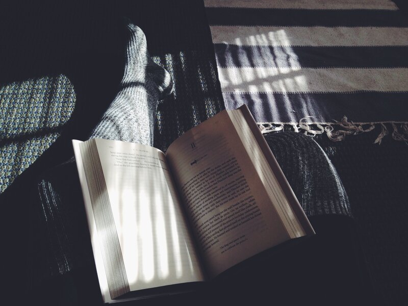 Person Reading Book — Black, Calm, Afternoon