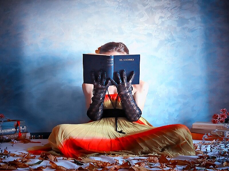 Person Reading Book — Blue, Dramatic