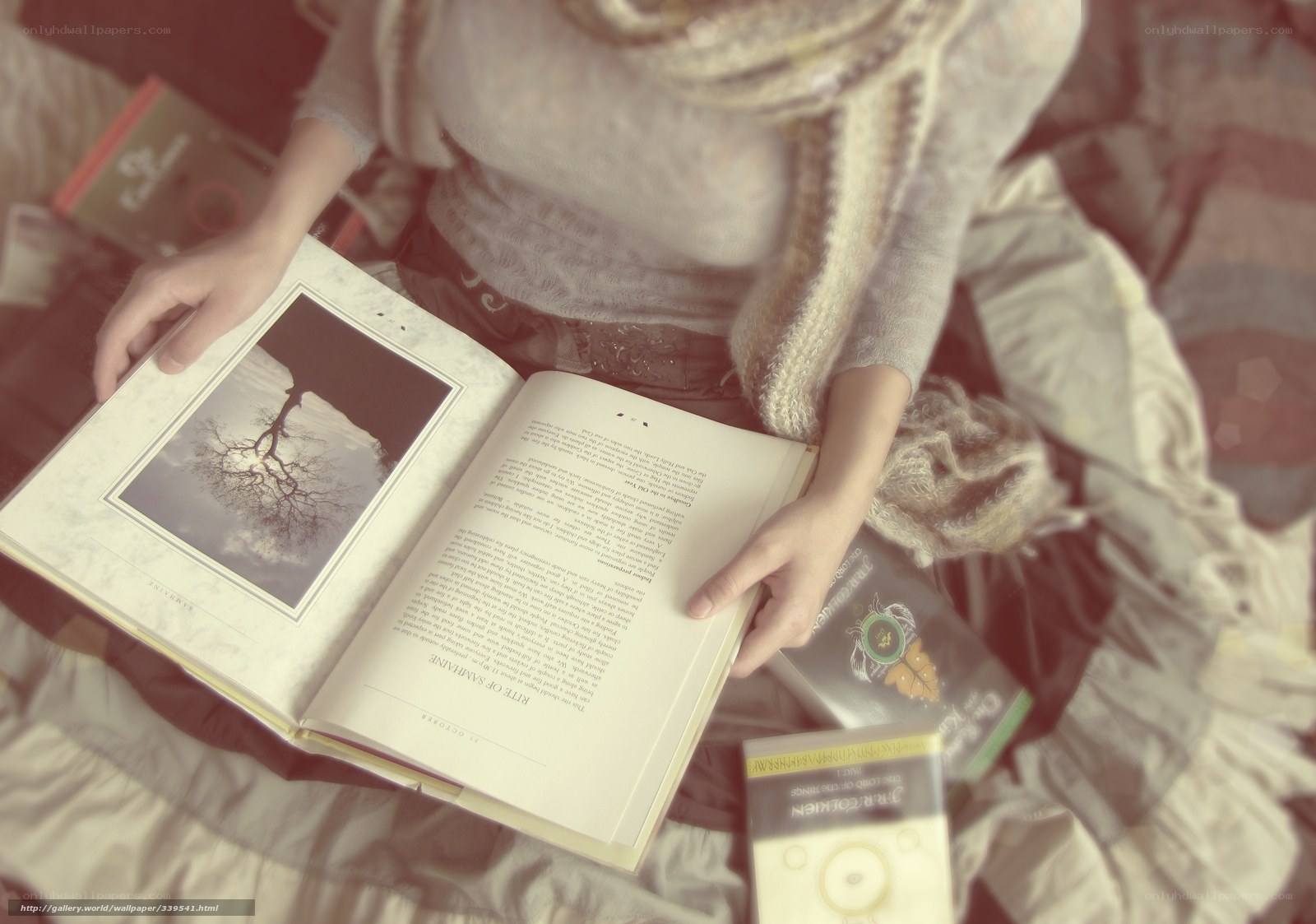 person reading book on bed