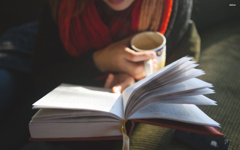 Person Reading Book — Red