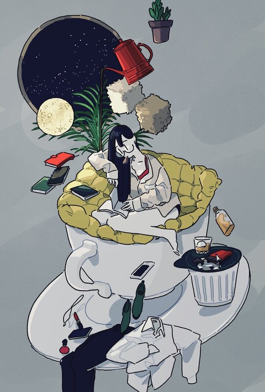 Person Reading in a Teacup