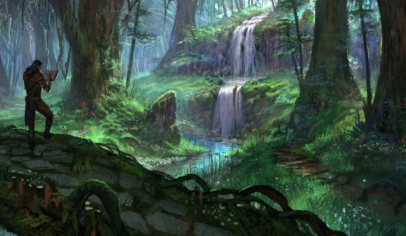 Person Reading in Forest — Green