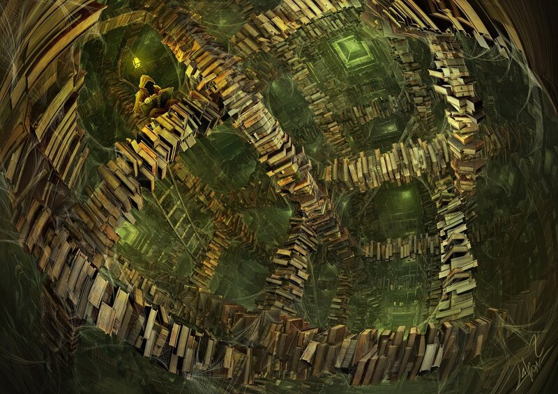 Person Reading in Library — Green