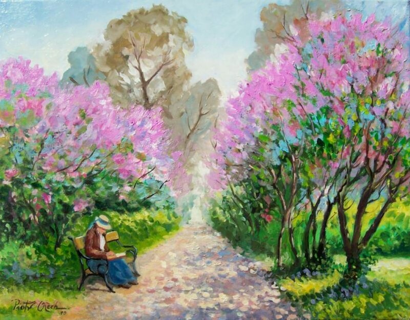 Person Reading on Bench