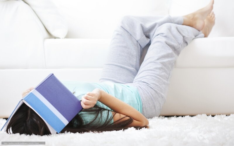 Person Reading on Floor — White