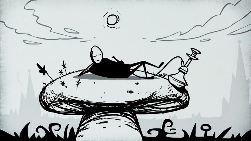 person relaxing on a mushroom