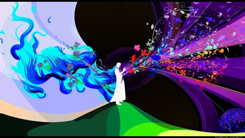 person releasing colorful energy