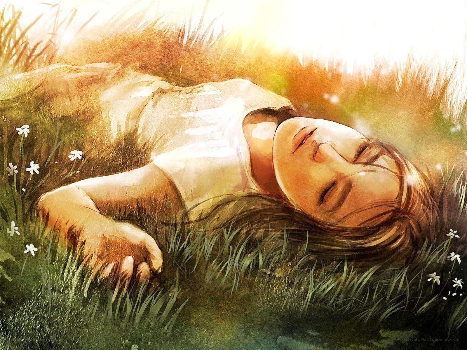 Person resting in a field