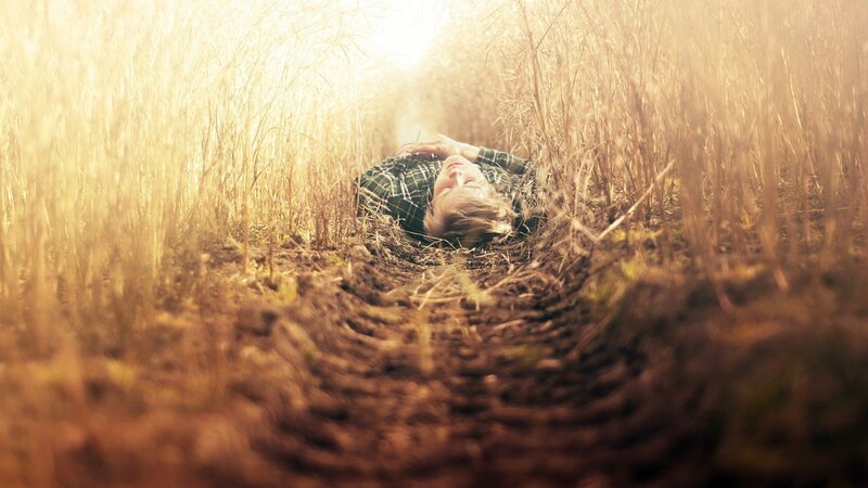 person resting in a field