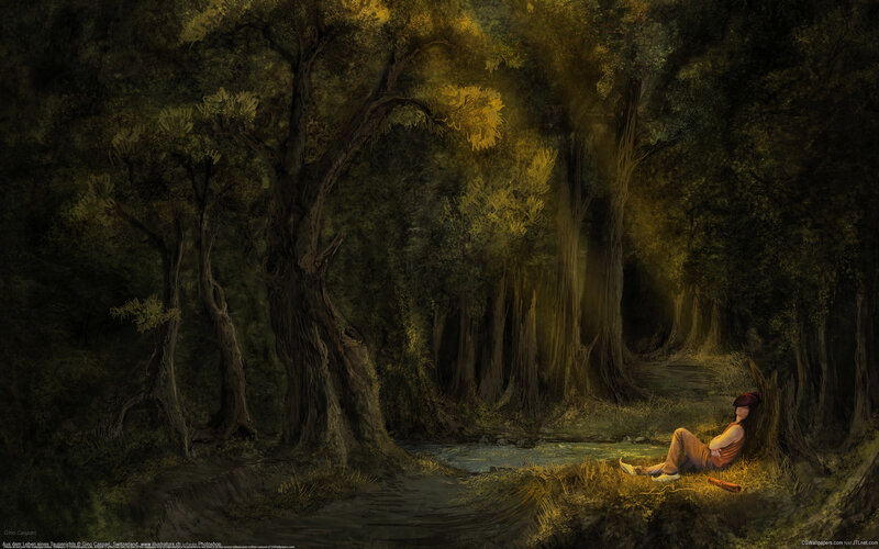 Person Resting in Forest — Green