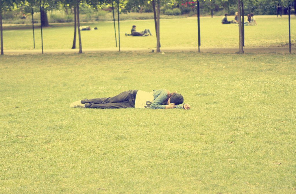 Person resting on grass
