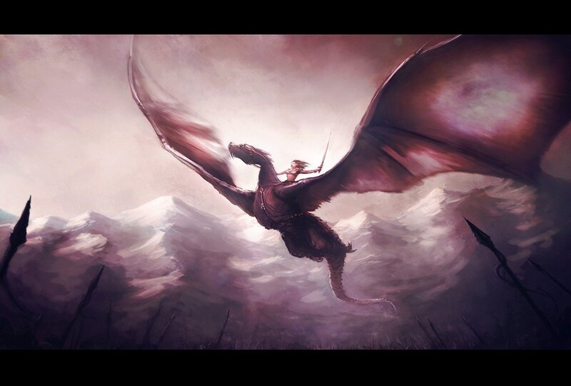 Person Riding a Dragon — Purple