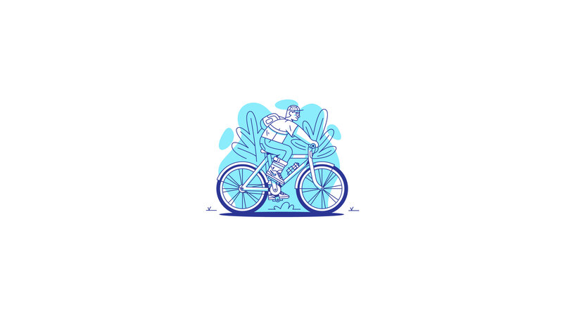 Person Riding Bicycle — Blue, Calm, Illustration