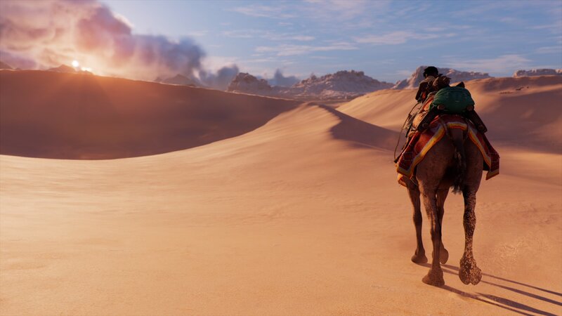 Person Riding Camel — Orange