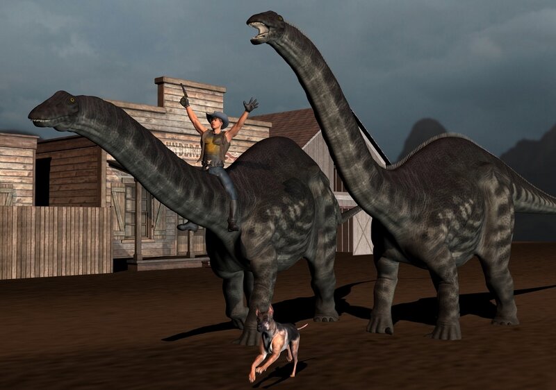 Person Riding Dinosaur — Gray