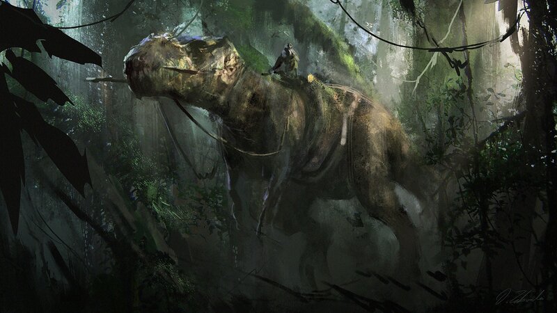Person Riding Dinosaur — Green