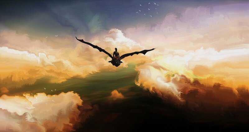 Person Riding Dragon — Orange
