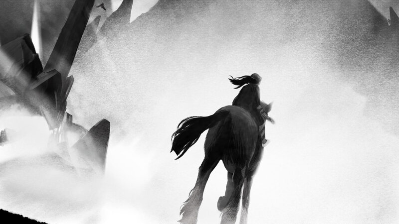 Person Riding Horse — Black