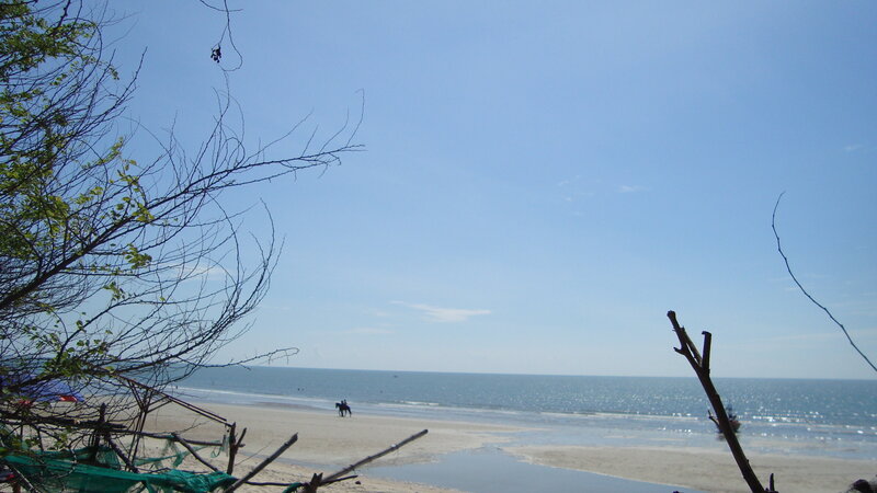 Person Riding Horse on Beach — Blue