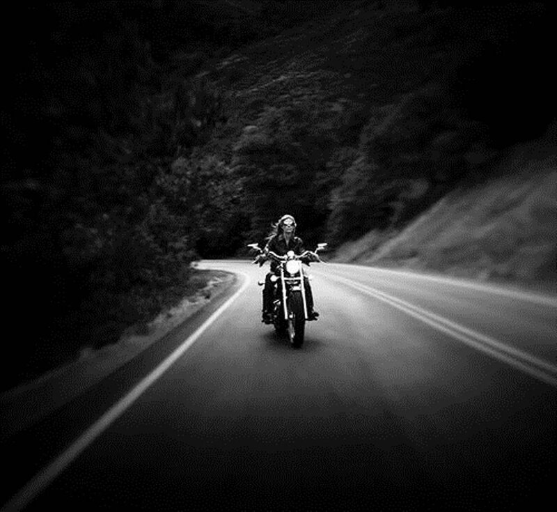 Person Riding Motorcycle — Black, Dramatic
