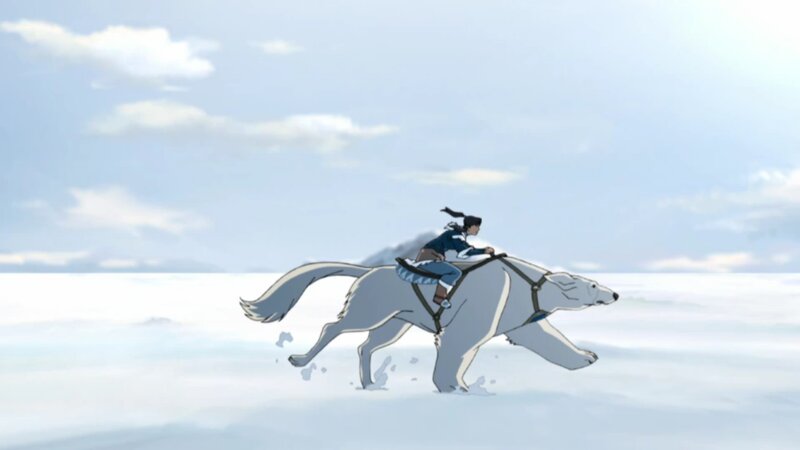 Person Riding Polar Bear — White, Serene
