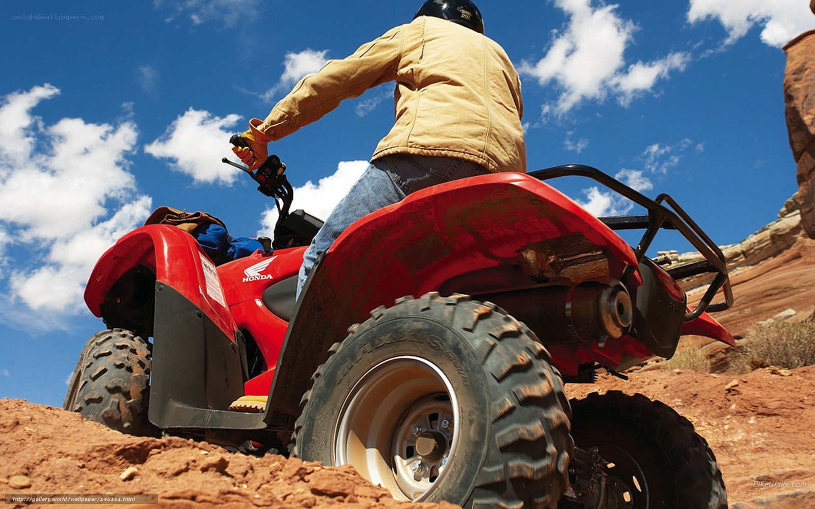 Person riding red ATV