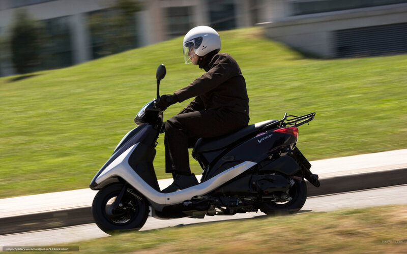 Person Riding Scooter — Black, Dynamic, Afternoon, Photograph, Helmet, Grass