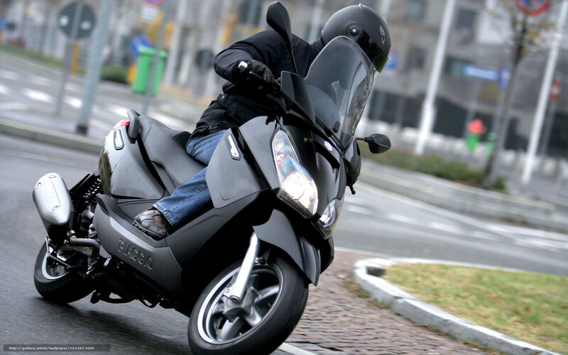 Person Riding Scooter — Black, Dynamic, Photograph, Helmet