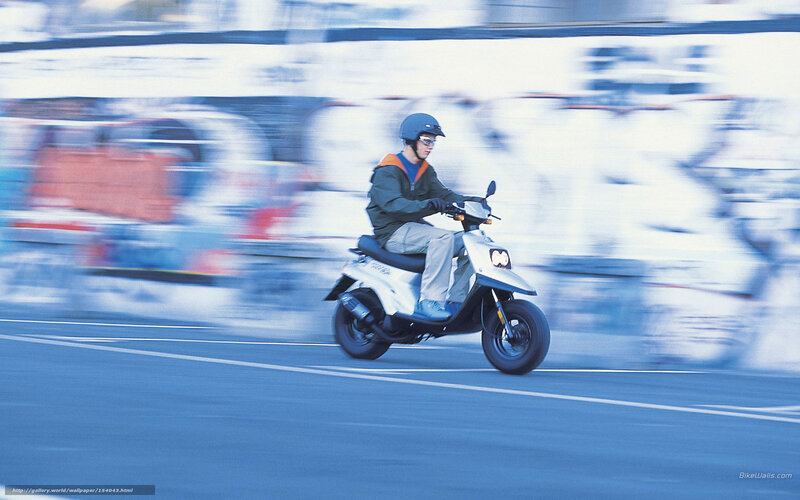 Person Riding Scooter — Blue, Dynamic, Photograph