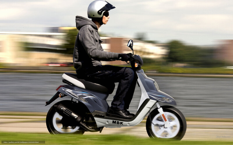 Person Riding Scooter — Gray, Dynamic, Afternoon, Photograph, Helmet
