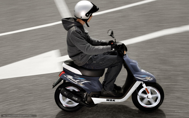 Person Riding Scooter — Gray, Dynamic, Photograph