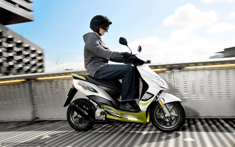 Person Riding Scooter — White, Active