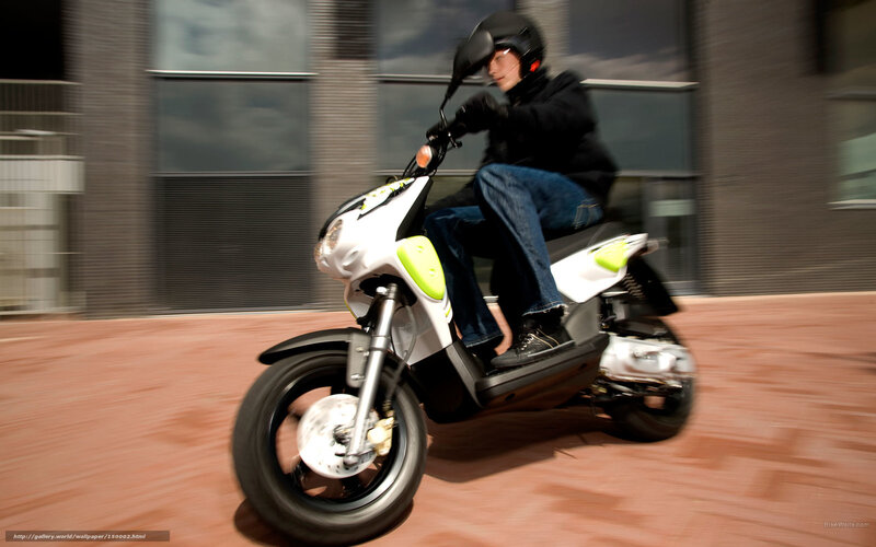 Person Riding Scooter — White, Dynamic, Afternoon, Photograph, Building, Helmet