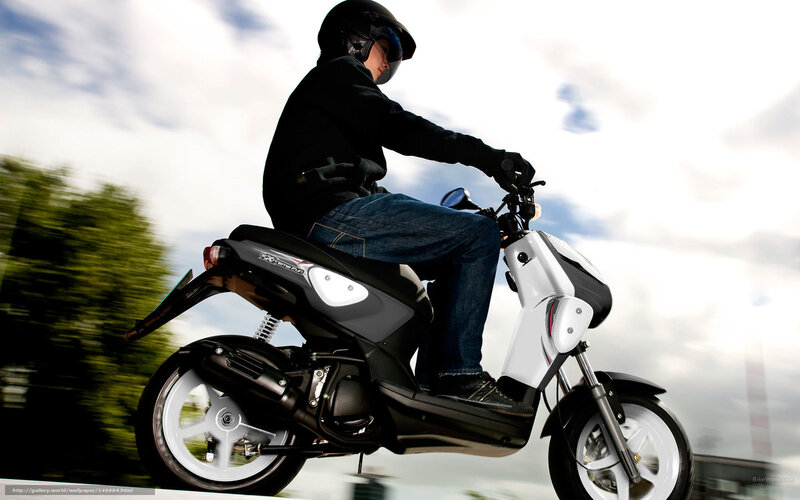 Person Riding Scooter — White