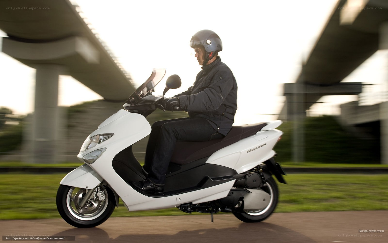 person riding white scooter