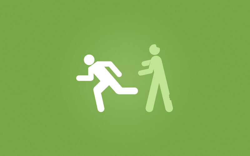 person running from zombie