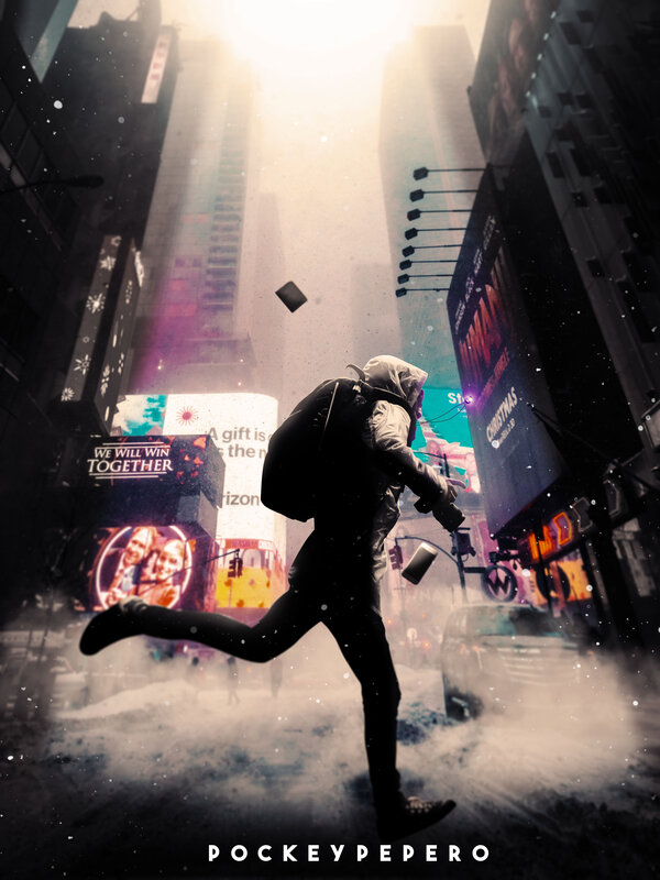 Person Running in City