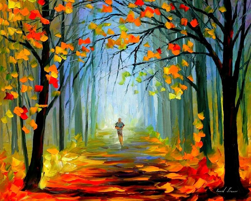 Person Running in Forest — Orange