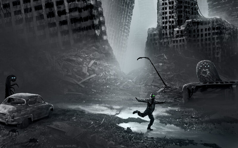 Person Running in Ruins