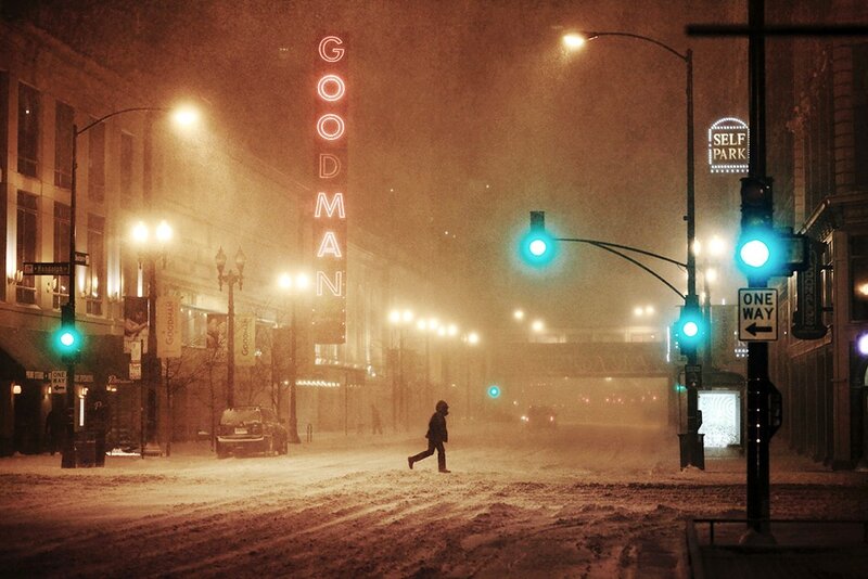 Person Running in Snow — Orange