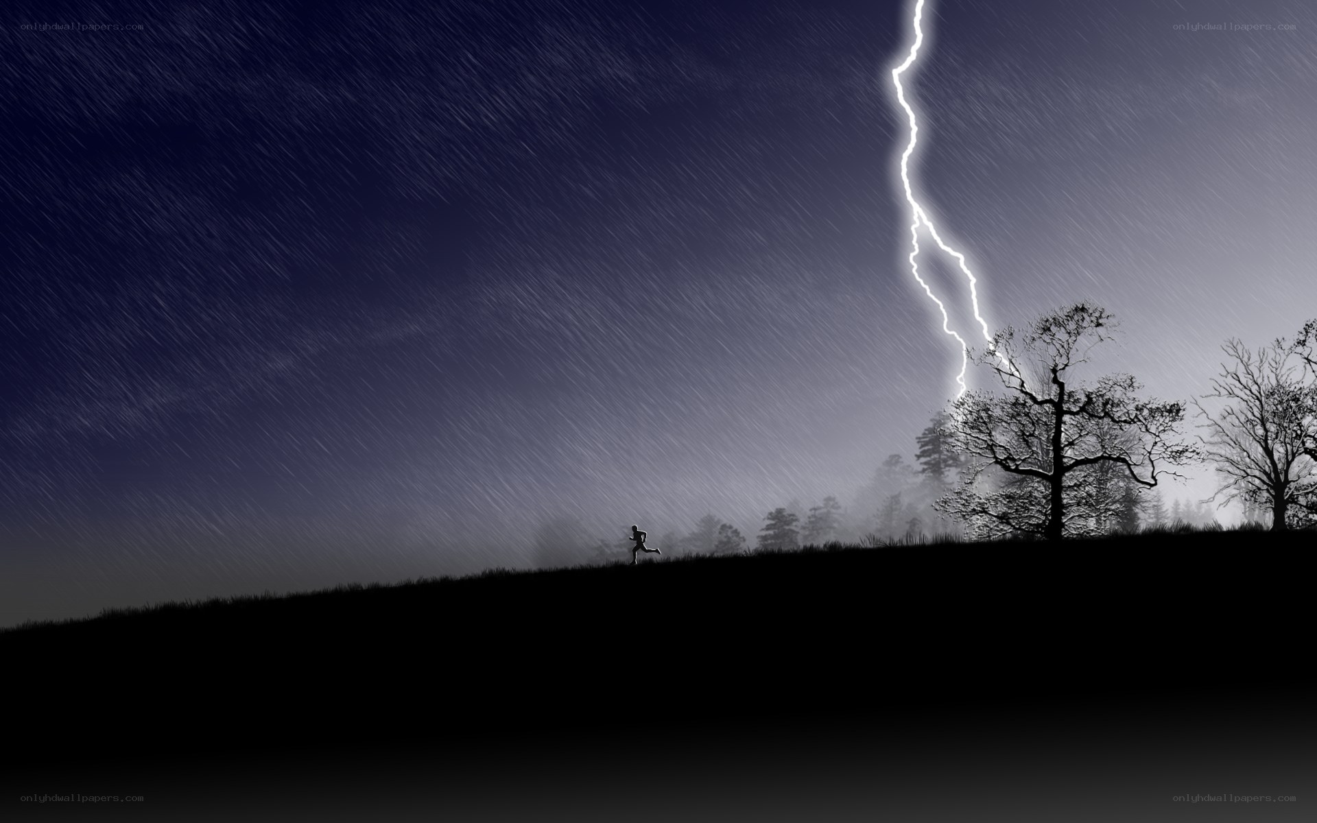 Person running in storm